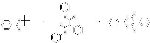 4(3H)-Pyrimidinone,6-hydroxy-2,5-diphenyl- can be prepared by Phenylmalonsaeurediphenylester with N-tert.-Butylbenzamidin.